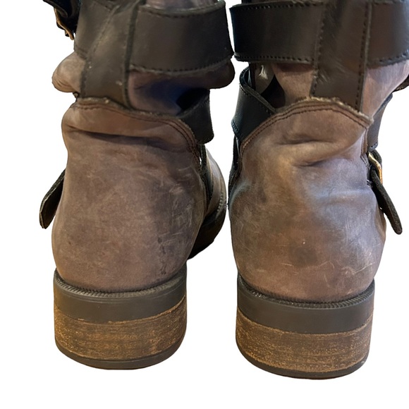 Steve Madden Bryannt Belted Dark Gray & Black Distressed Knee Boots 8 - Picture 10 of 13